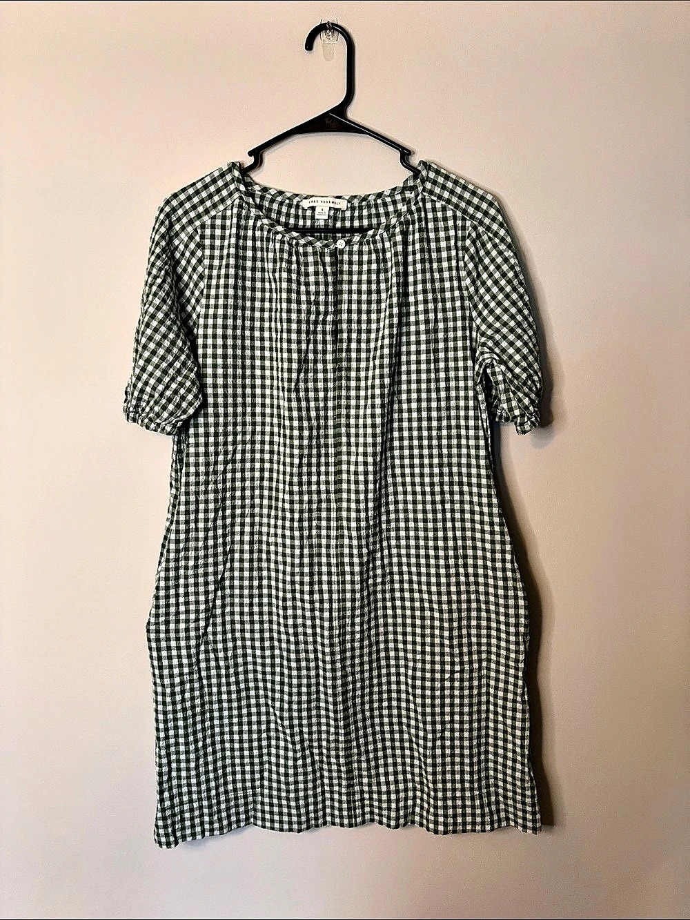 Free Assembly Gingham Mini Dress in Green & White Size Small